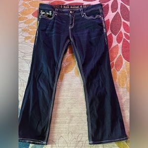 Rock Revival Easy Boot YUI Size 34 Stretch Dark Wash Jeans